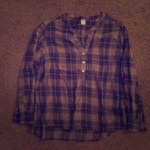Old Navy Mandarin Collar Plaid Shirt